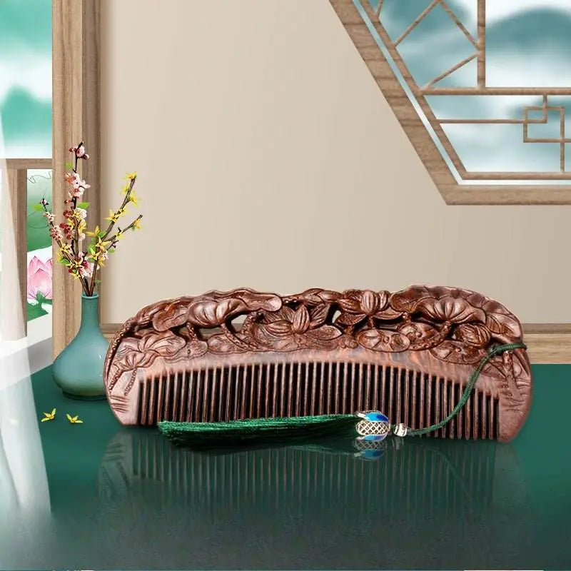 chinese hair comb – sandalwood carved gift, romantic & elegant hair care - star8s