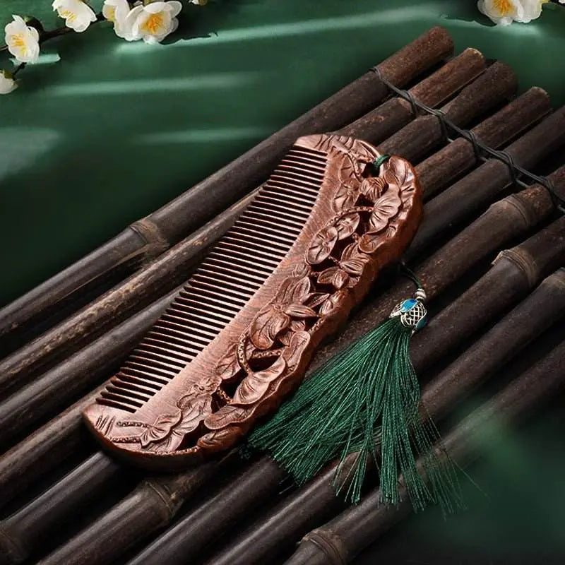 chinese hair comb – sandalwood carved gift, romantic & elegant hair care - star8s