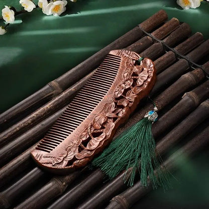 Chinese Hair Comb – Sandalwood Carved Gift, Romantic & Elegant Hair Care - STAR8S