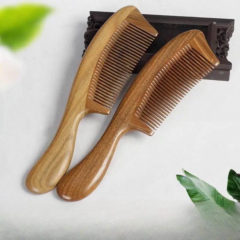 chinese hair comb – vintage green sandalwood carved gift, elegant & romantic hair care - star8s