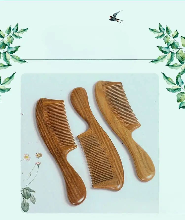 chinese hair comb – vintage green sandalwood carved gift, elegant & romantic hair care - star8s