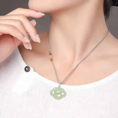 Chinese Jade Necklace - Heitian Ruyi Lock Pendant for Women's Protection | STAR8S