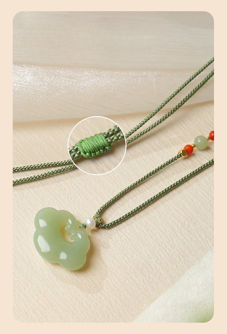 chinese jade necklace - heitian ruyi lock pendant for women's protection | star8s
