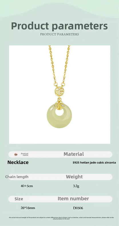 Chinese Jade Necklace - Sterling Silver Heitian Fu Hoop & Bamboo Leaf | STAR8S