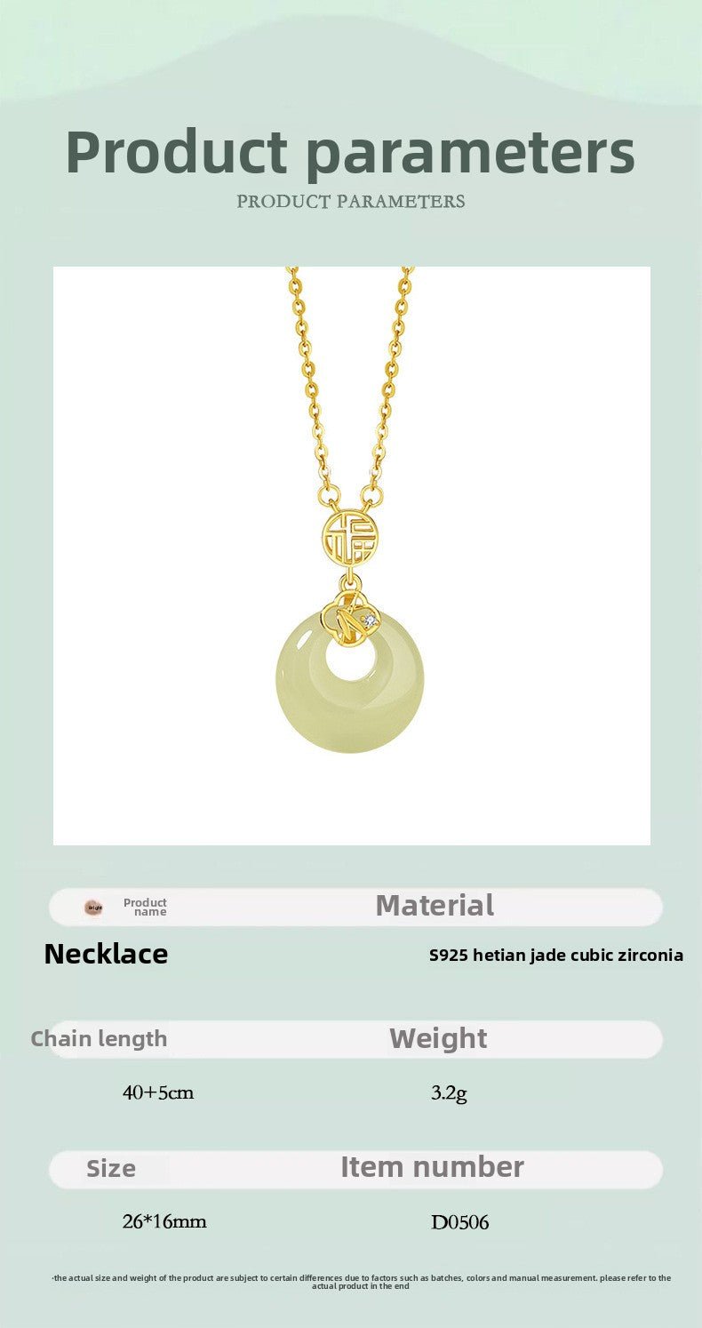 Chinese Jade Necklace - Sterling Silver Heitian Fu Hoop & Bamboo Leaf | STAR8S