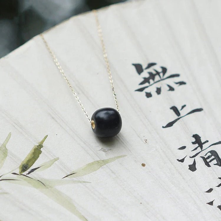 chinese jade necklace with heitian black snake chain | star8s - star8s