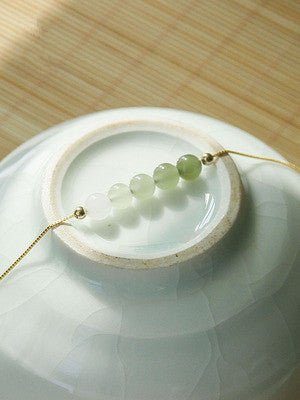 ‌chinese jade necklace with heitian gradient beads - sterling silver gilt | star8s