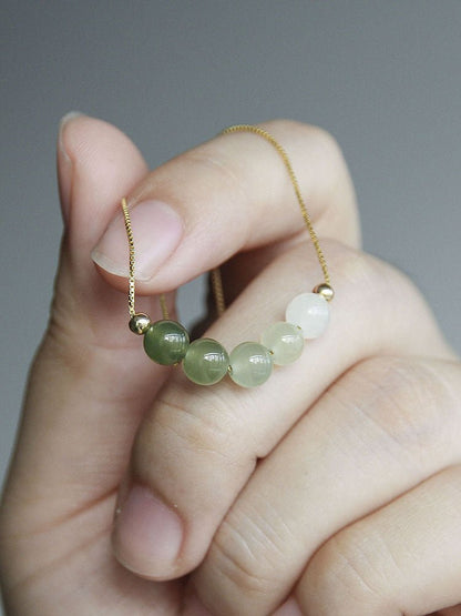 ‌Chinese Jade Necklace with Heitian Gradient Beads - Sterling Silver Gilt | STAR8S