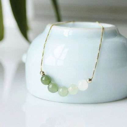 ‌Chinese Jade Necklace with Heitian Gradient Beads - Sterling Silver Gilt | STAR8S - STAR8S