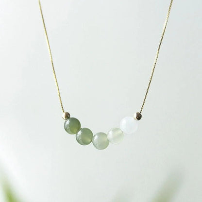 ‌Chinese Jade Necklace with Heitian Gradient Beads - Sterling Silver Gilt | STAR8S - STAR8S