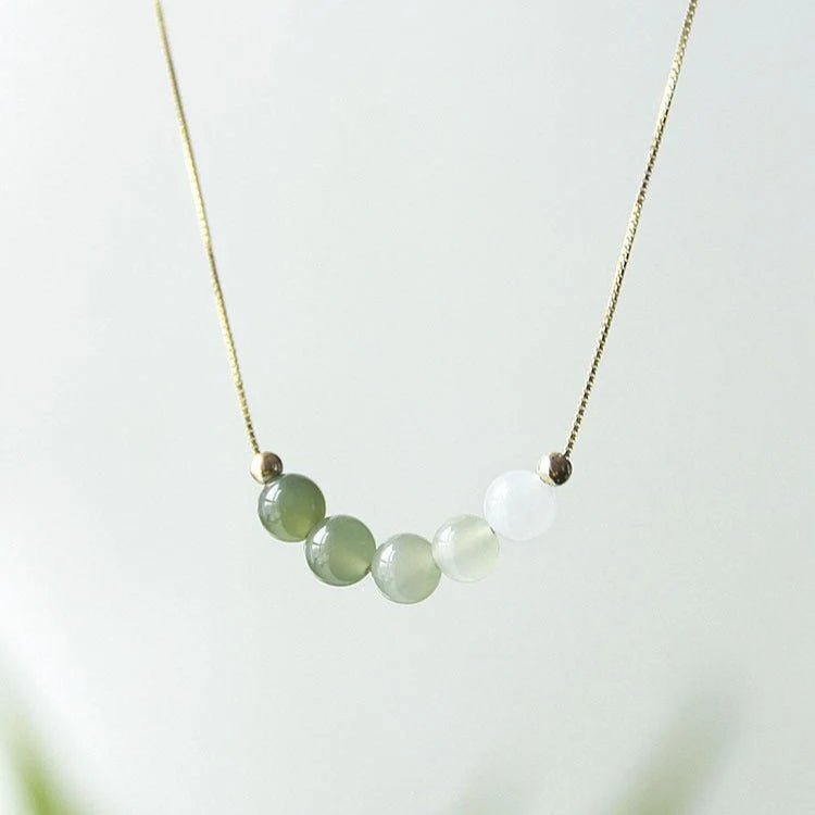 ‌Chinese Jade Necklace with Heitian Gradient Beads - Sterling Silver Gilt | STAR8S - STAR8S