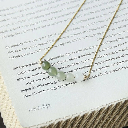 ‌Chinese Jade Necklace with Heitian Gradient Beads - Sterling Silver Gilt | STAR8S - STAR8S