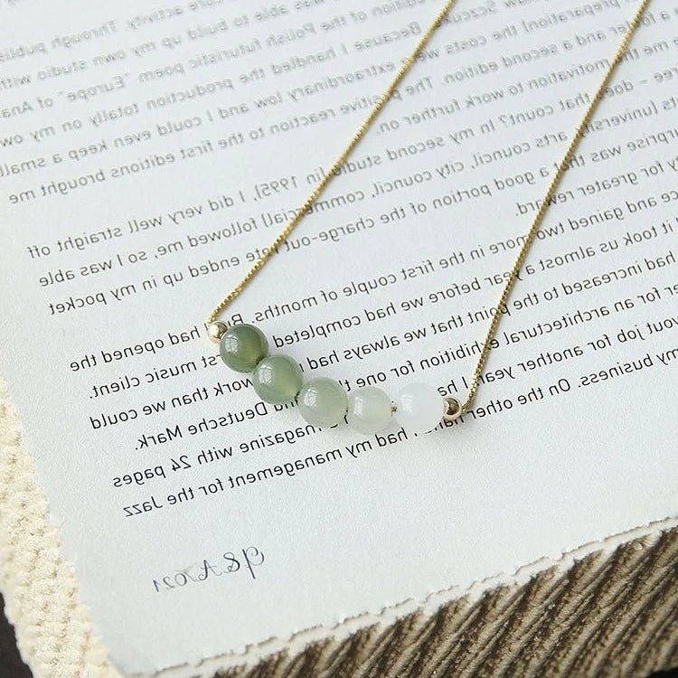 ‌chinese jade necklace with heitian gradient beads - sterling silver gilt | star8s - star8s