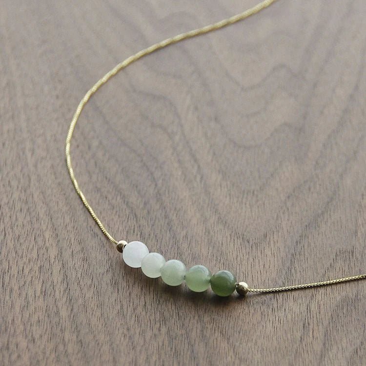 ‌Chinese Jade Necklace with Heitian Gradient Beads - Sterling Silver Gilt | STAR8S - STAR8S