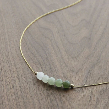 ‌Chinese Jade Necklace with Heitian Gradient Beads - Sterling Silver Gilt | STAR8S - STAR8S