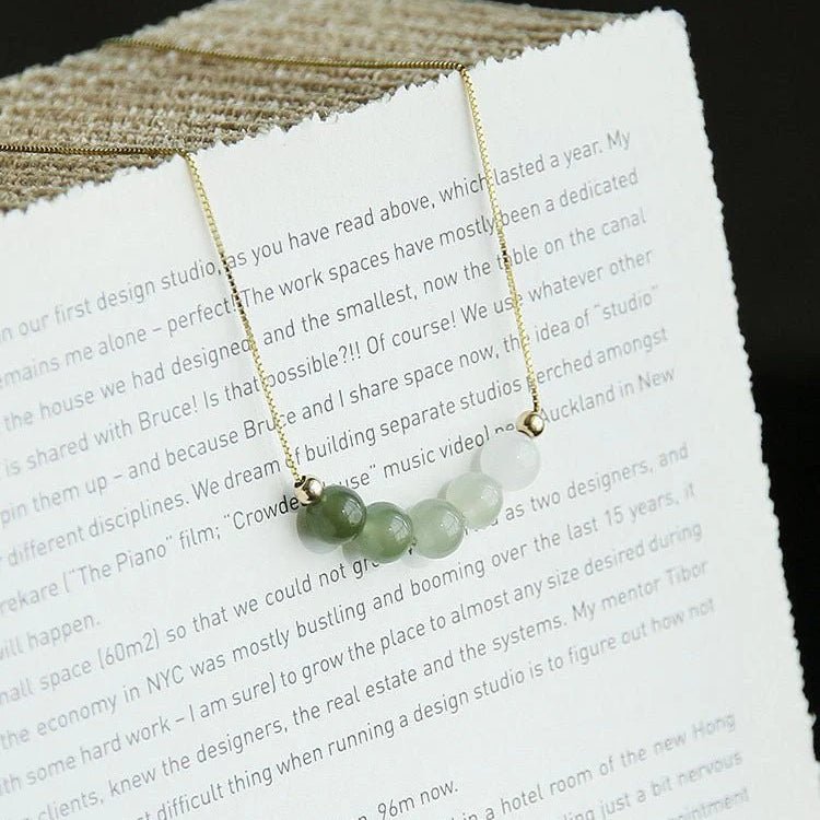 ‌chinese jade necklace with heitian gradient beads - sterling silver gilt | star8s - star8s