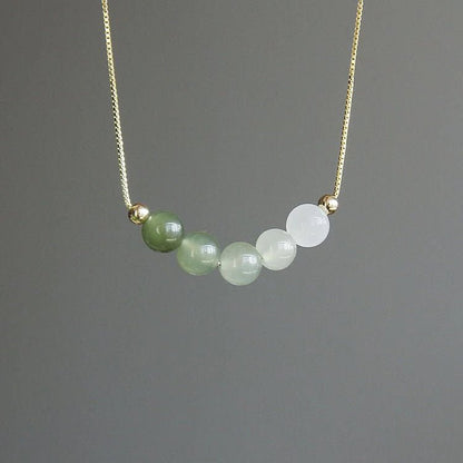‌Chinese Jade Necklace with Heitian Gradient Beads - Sterling Silver Gilt | STAR8S - STAR8S