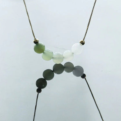 ‌Chinese Jade Necklace with Heitian Gradient Beads - Sterling Silver Gilt | STAR8S - STAR8S