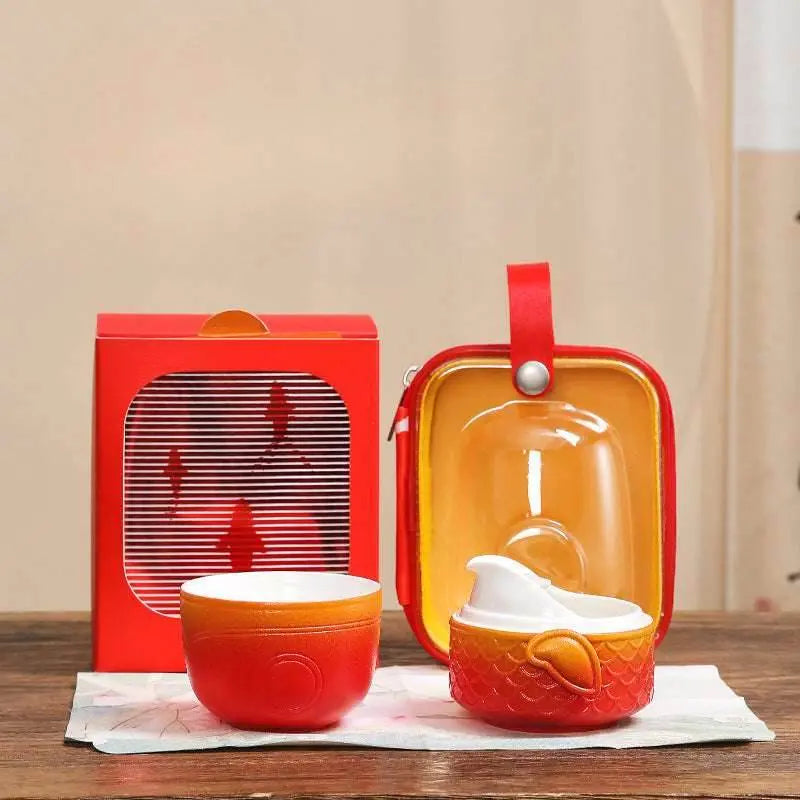 chinese koi kuaike cup portable gongfu tea set for outdoor gift - star8s