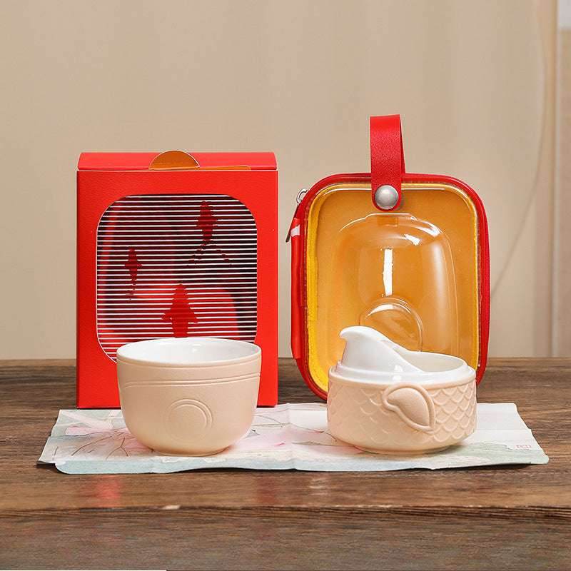 chinese koi kuaike cup portable gongfu tea set for outdoor gift - star8s
