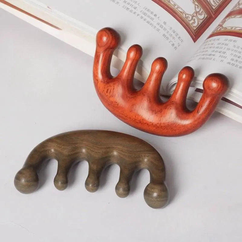 chinese massage comb – green sandalwood head meridian comb, relaxing & refreshing health care - star8s