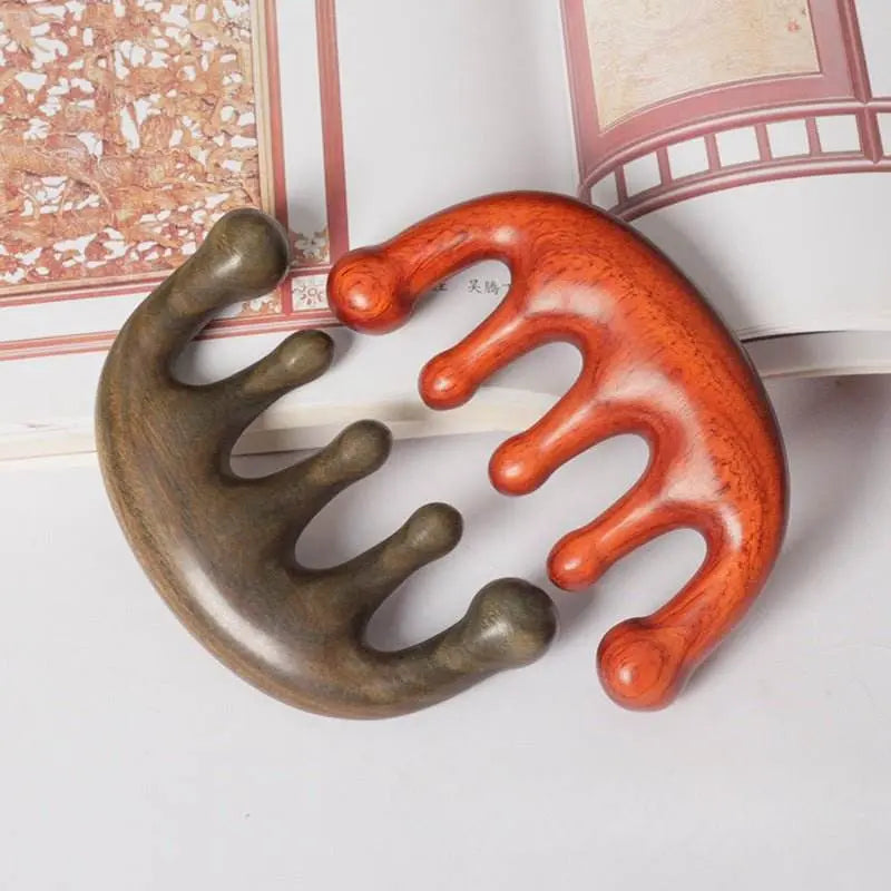 chinese massage comb – green sandalwood head meridian comb, relaxing & refreshing health care - star8s