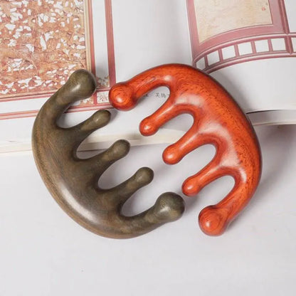 Chinese Massage Comb – Green Sandalwood Head Meridian Comb, Relaxing & Refreshing Health Care - STAR8S