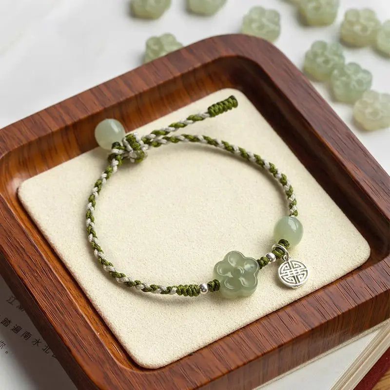 Chinese Plum Blossom Bracelet‌ - Genuine Hetian Jade & Fu | STAR8S