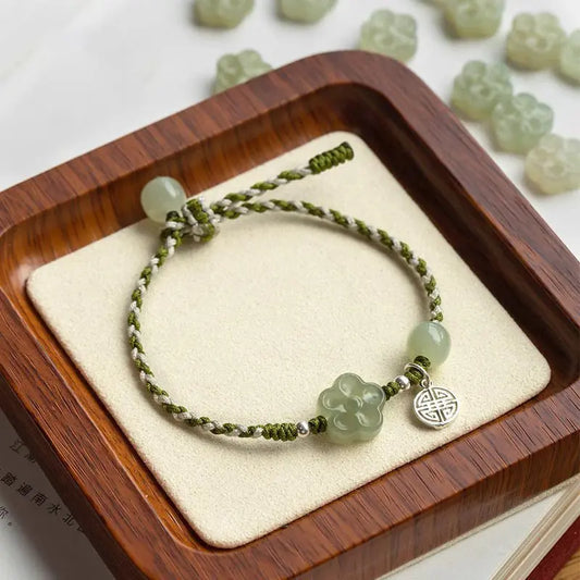 Chinese Plum Blossom Bracelet‌ - Genuine Hetian Jade & Fu | STAR8S