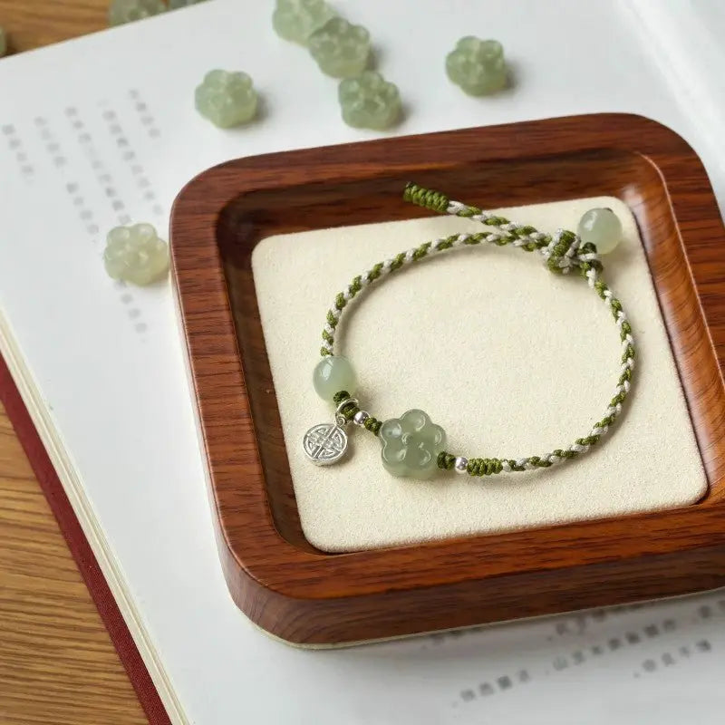 chinese plum blossom bracelet‌ - genuine hetian jade & fu | star8s