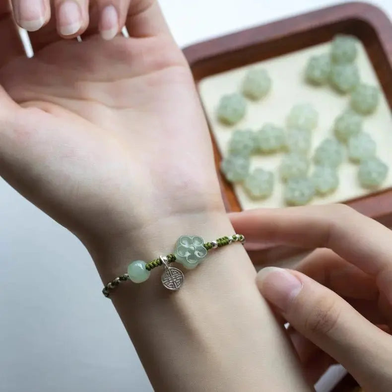 chinese plum blossom bracelet‌ - genuine hetian jade & fu | star8s - star8s