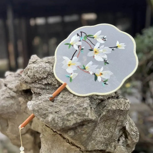 Chinese Suzhou Anxia Double - Sided Embroidered Round Fan for Dance and Ancient Style - STAR8S