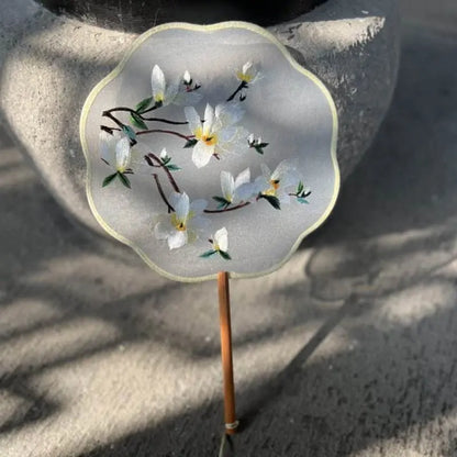 Chinese Suzhou Anxia Double - Sided Embroidered Round Fan for Dance and Ancient Style - STAR8S