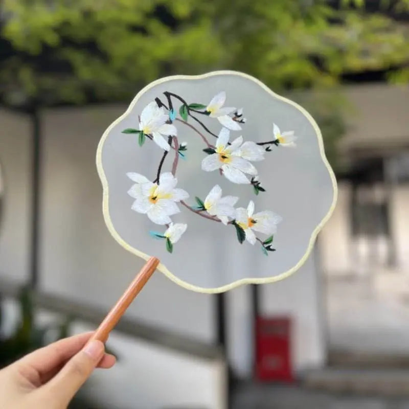 Chinese Suzhou Anxia Double - Sided Embroidered Round Fan for Dance and Ancient Style - STAR8S