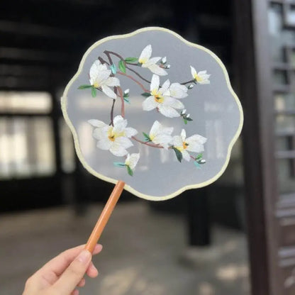 Chinese Suzhou Anxia Double - Sided Embroidered Round Fan for Dance and Ancient Style - STAR8S
