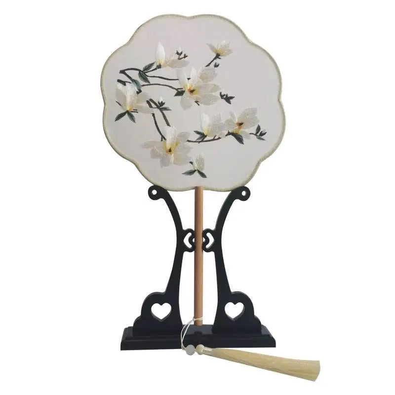 chinese suzhou anxia double - sided embroidered round fan for dance and ancient style - star8s