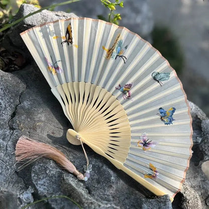 Chinese Suzhou Embroidered Folding Fan with Butterfly Patterns - STAR8S