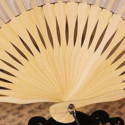 Chinese Suzhou Embroidered Folding Fan with Cymbidium and Butterfly Patterns - STAR8S