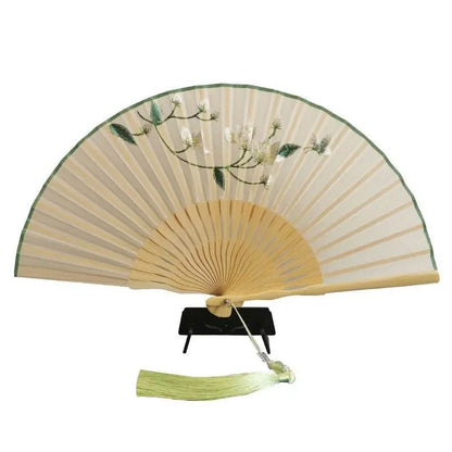 Chinese Suzhou Embroidered Folding Fan with Magnolia Pattern for Women - STAR8S