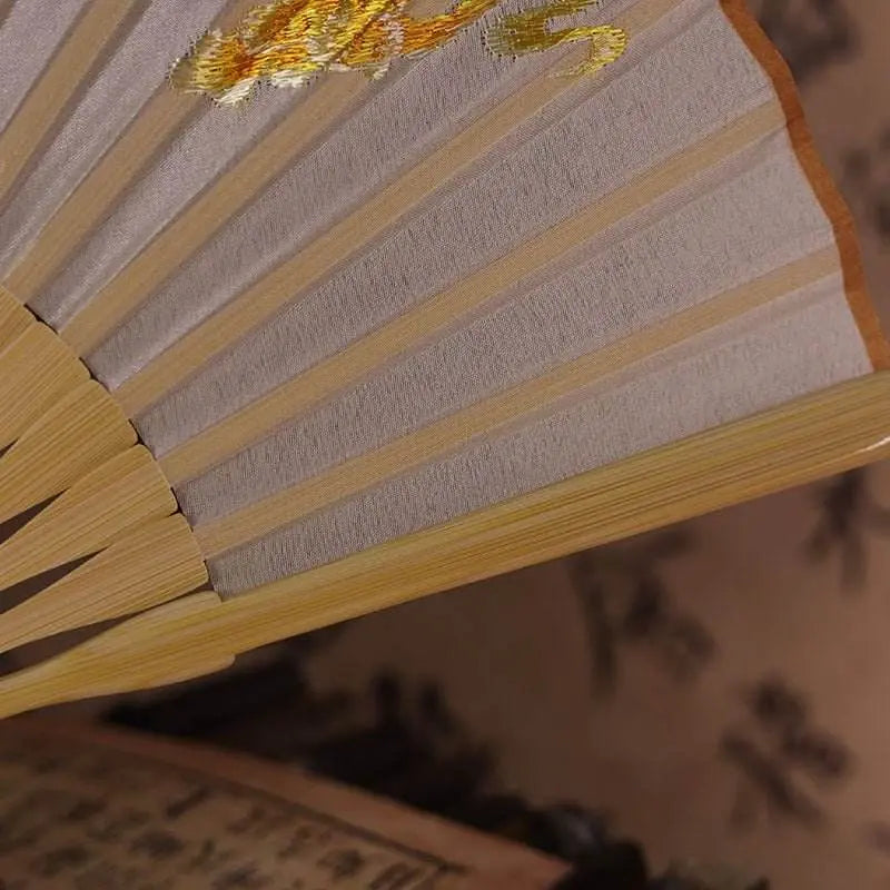 Chinese Suzhou Embroidered Folding Fan with Osmanthus and Rabbit Patterns - STAR8S