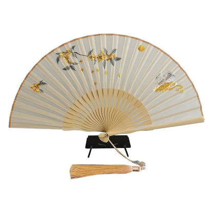 Chinese Suzhou Embroidered Folding Fan with Osmanthus and Rabbit Patterns - STAR8S