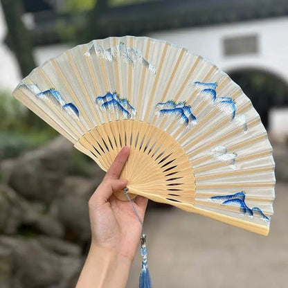 Chinese Suzhou Embroidered Folding Fan with Thousand - li Rivers and Mountains Pattern - STAR8S