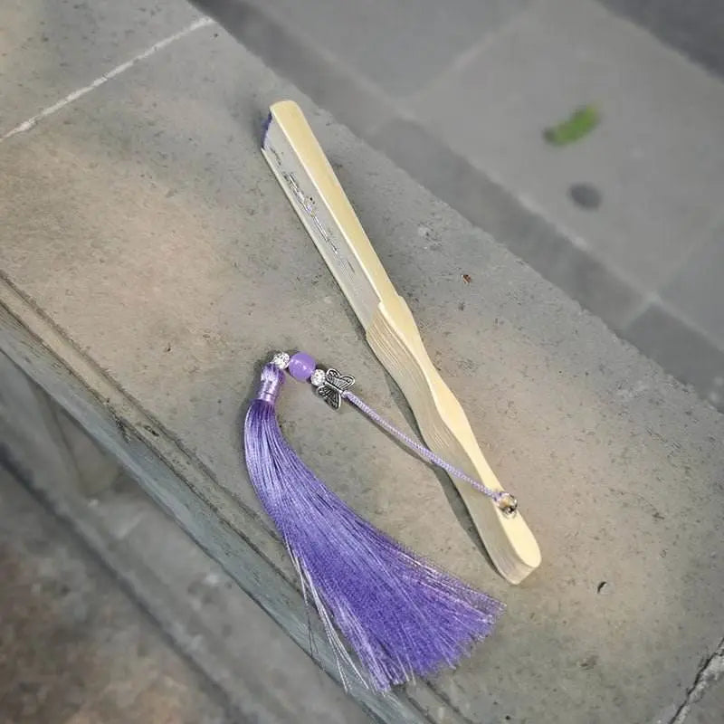 chinese suzhou embroidered folding fan with wisteria patterns for women - star8s