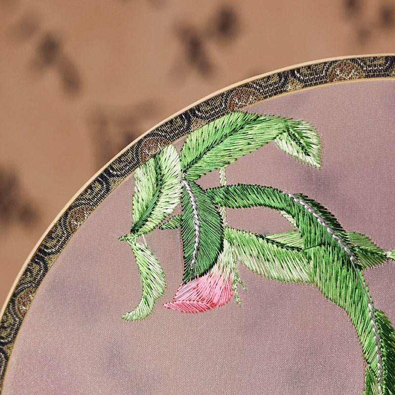 chinese suzhou embroidered round fan with epiphyllum pattern - star8s