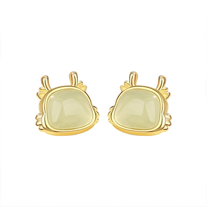 Chinese Zodiac Hetian Jade Stud Earrings for Stylish Women | STAR8S