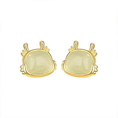 Chinese Zodiac Hetian Jade Stud Earrings for Stylish Women | STAR8S