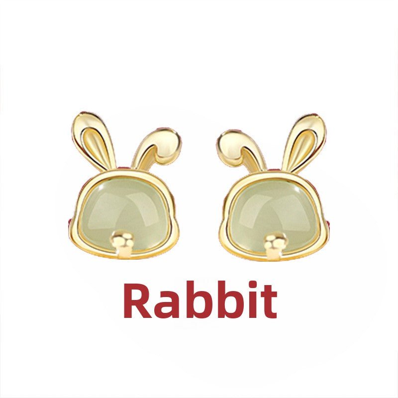Chinese Zodiac Hetian Jade Stud Earrings for Stylish Women | STAR8S