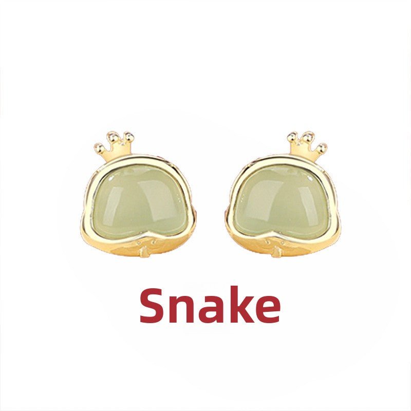 Chinese Zodiac Hetian Jade Stud Earrings for Stylish Women | STAR8S