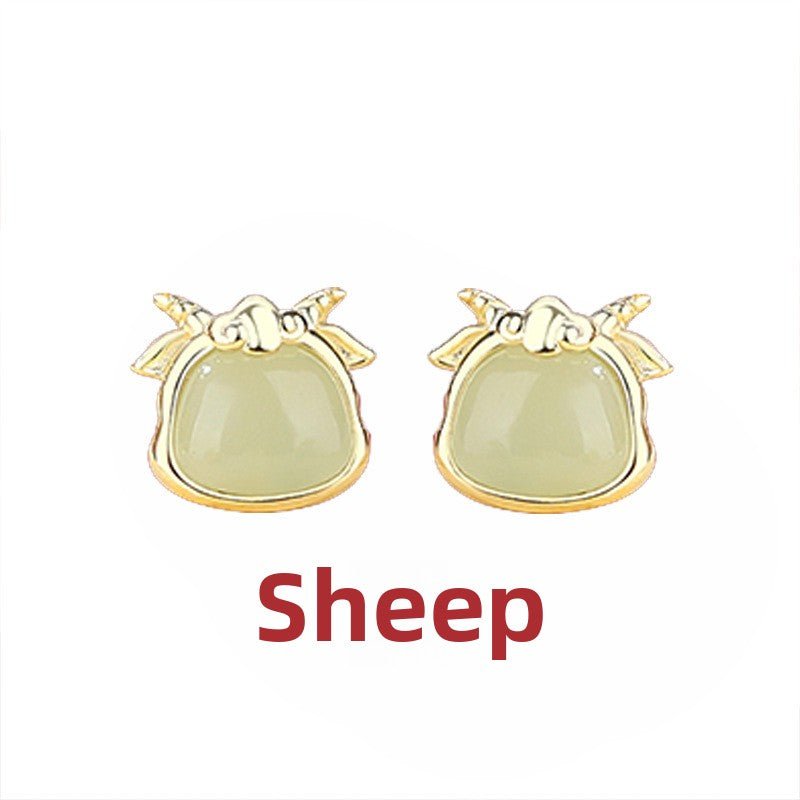 chinese zodiac hetian jade stud earrings for stylish women | star8s