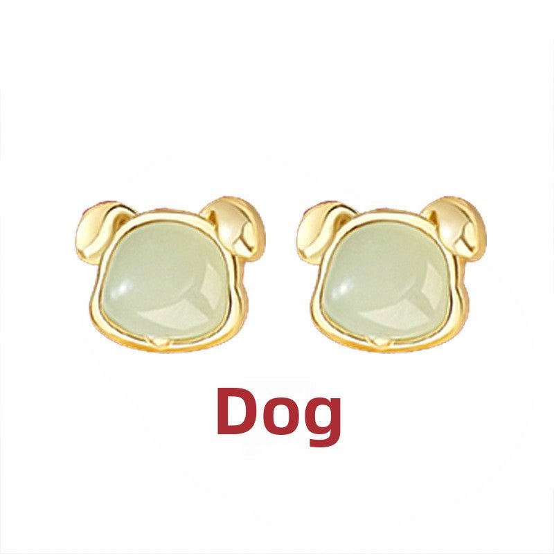 chinese zodiac hetian jade stud earrings for stylish women | star8s